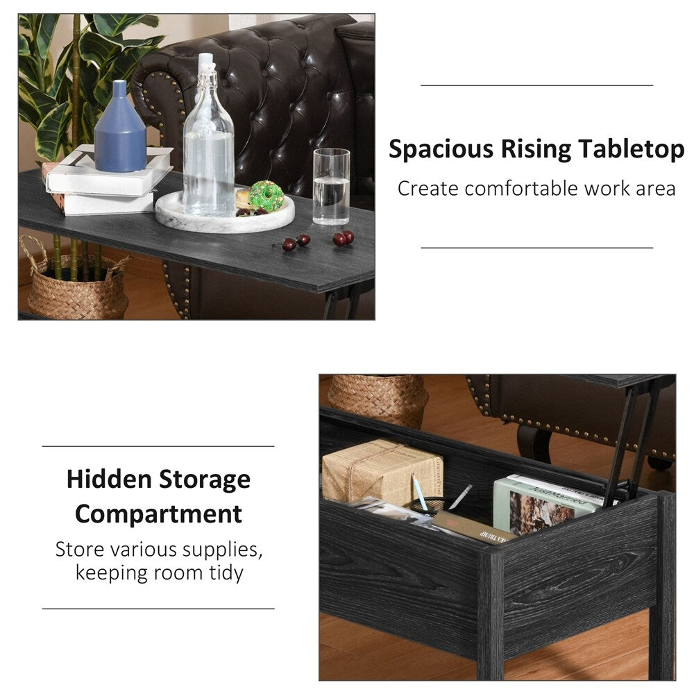 39" Modern Lift Top Coffee Table Desk With Hidden Storage Compartment