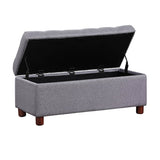 39'' Storage Bench Tufted Linen Fabric Ottoman Storage Bench
