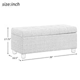 39'' Storage Bench Tufted Linen Fabric Ottoman Storage Bench