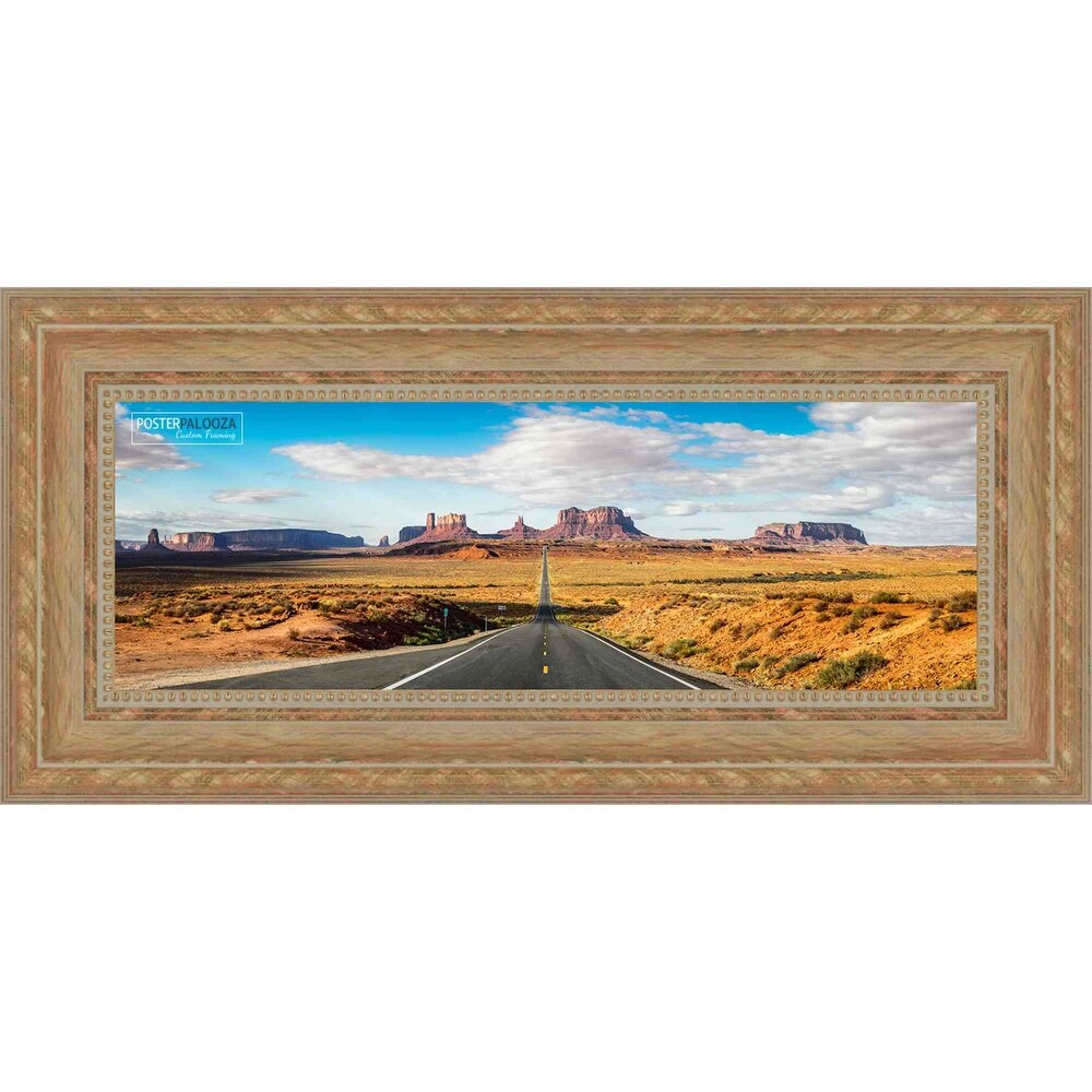 39x13 or Puzzle Traditional Antique Gold Complete Wood Panoramic Frame with UV Acrylic, Backing, & Hardware