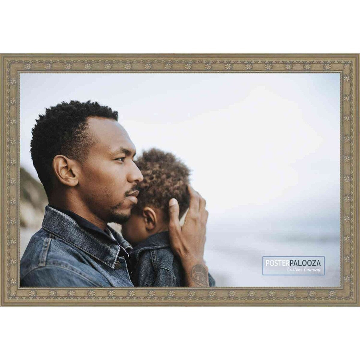 39x27 Ornate Silver Complete Wood Picture Frame with UV Acrylic, Foam Board Backing, & Hardware