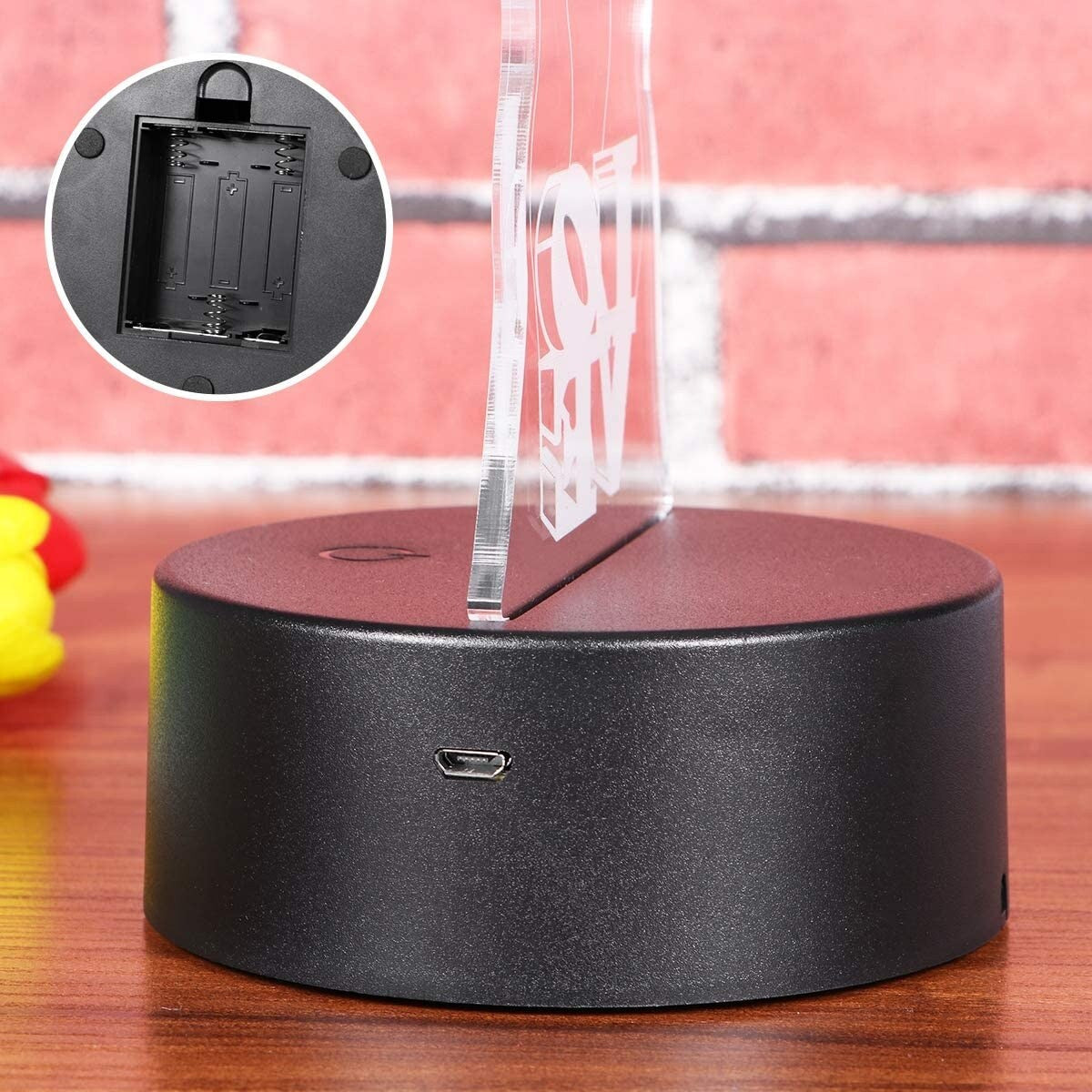 3D Love Heart Light 7 Color Change 3D Illusion Lamp with Smart Touch - Standard