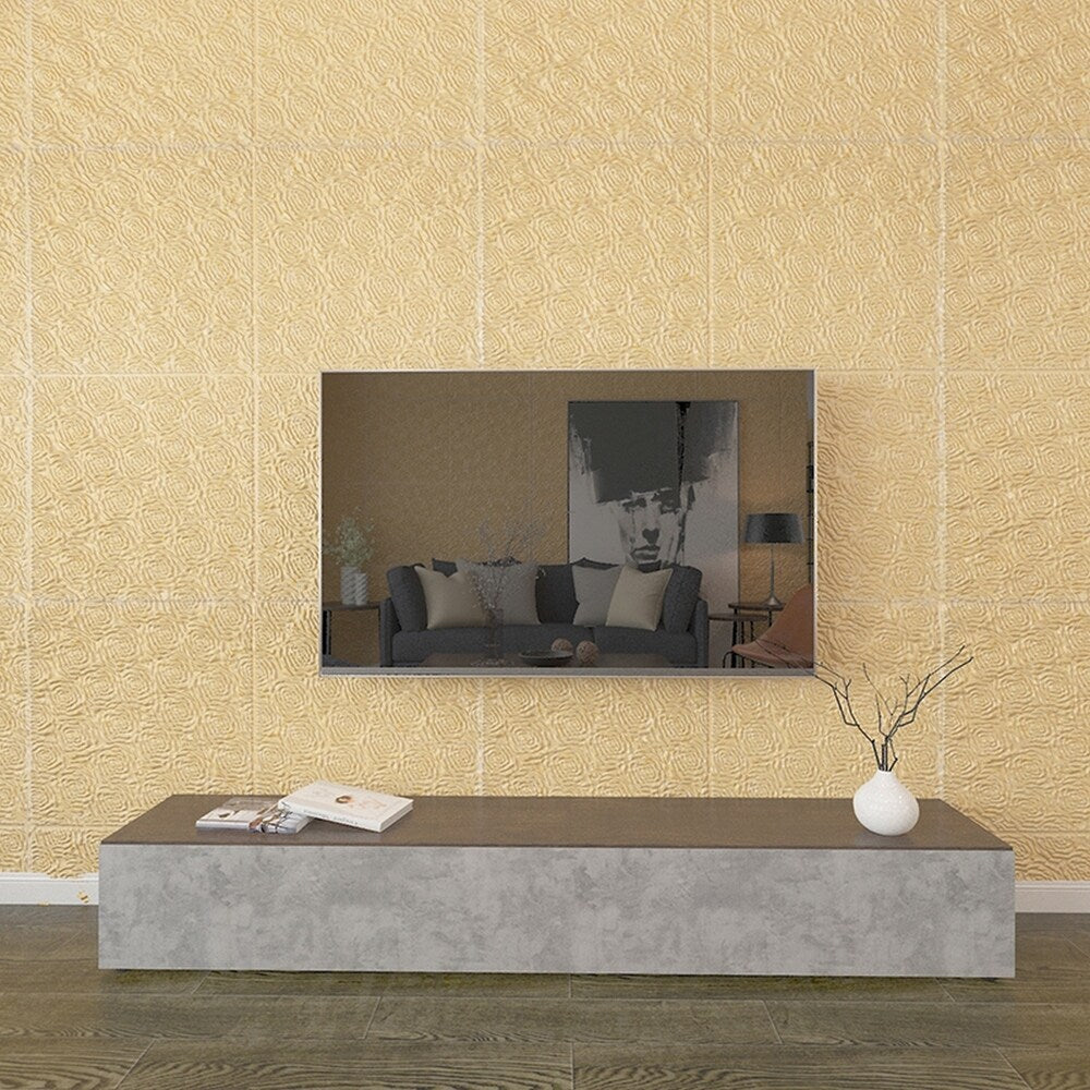 3D Rose Flower Peel and Stick Wallpaper,28"x28"/pc (Almond_50pc) - 50pc