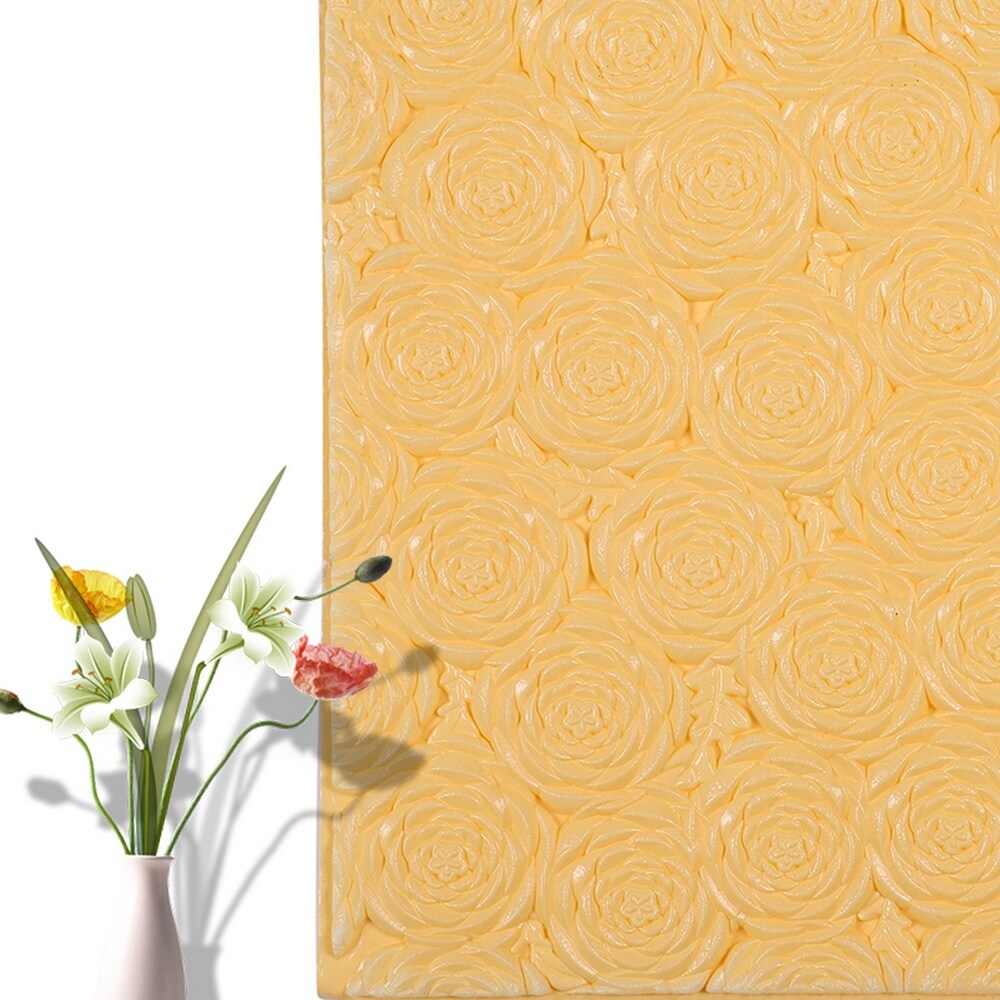 3D Rose Flower Peel and Stick Wallpaper,28"x28"/pc (Almond_50pc) - 50pc