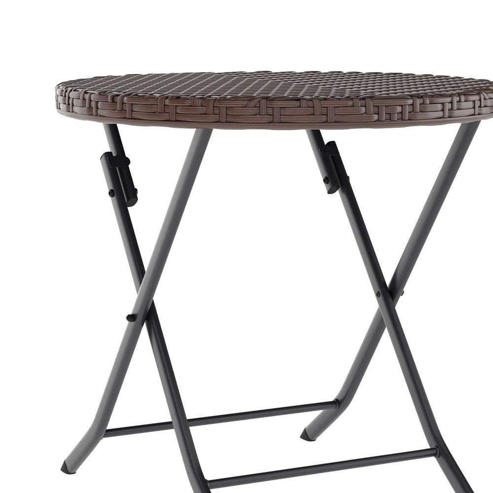 3PC Indoor/Outdoor PE Rattan Folding Bistro Set