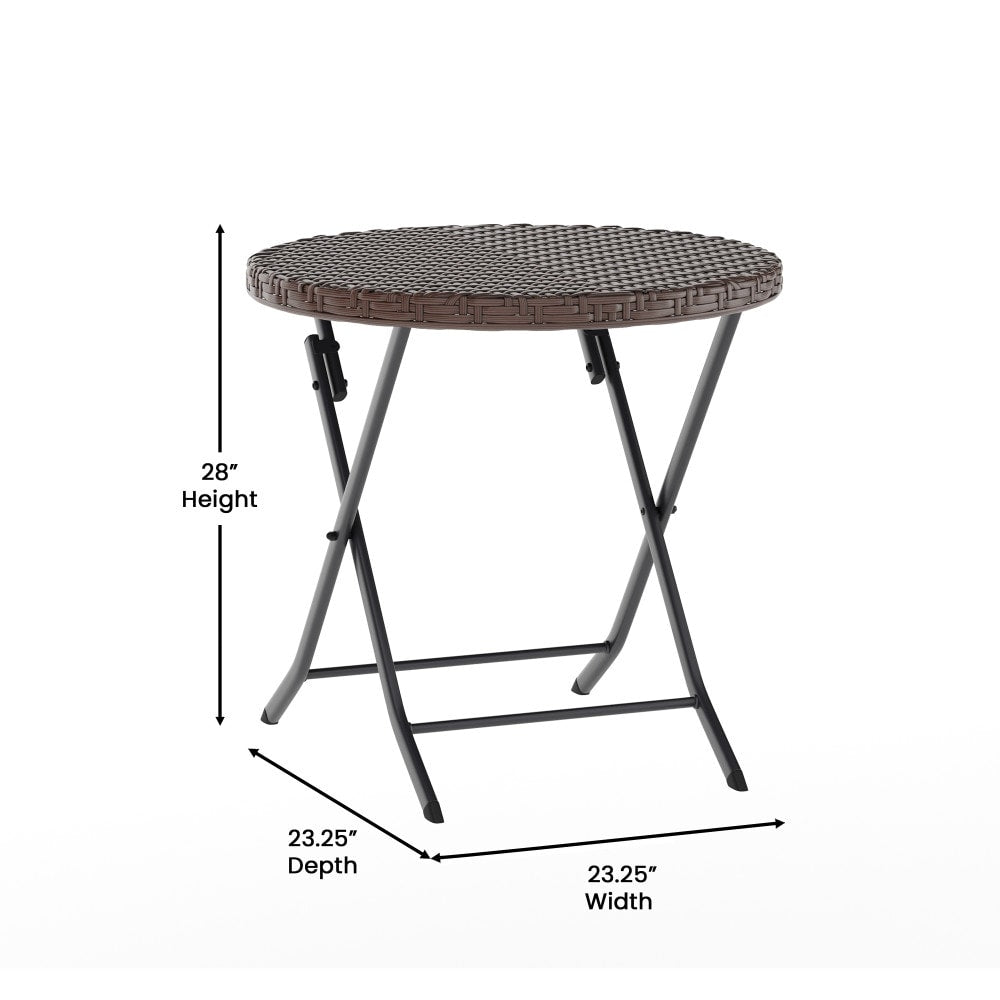 3PC Indoor/Outdoor PE Rattan Folding Bistro Set