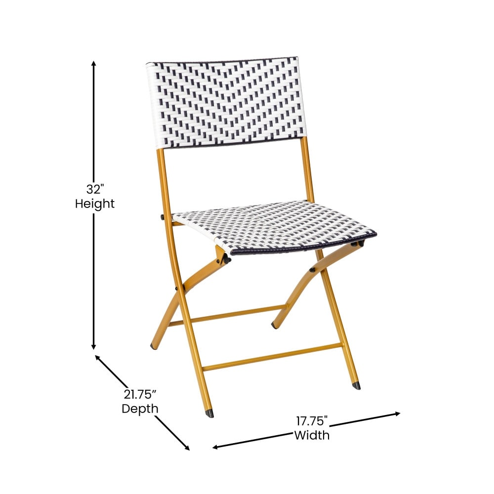 3PC Indoor/Outdoor PE Rattan Folding Bistro Set