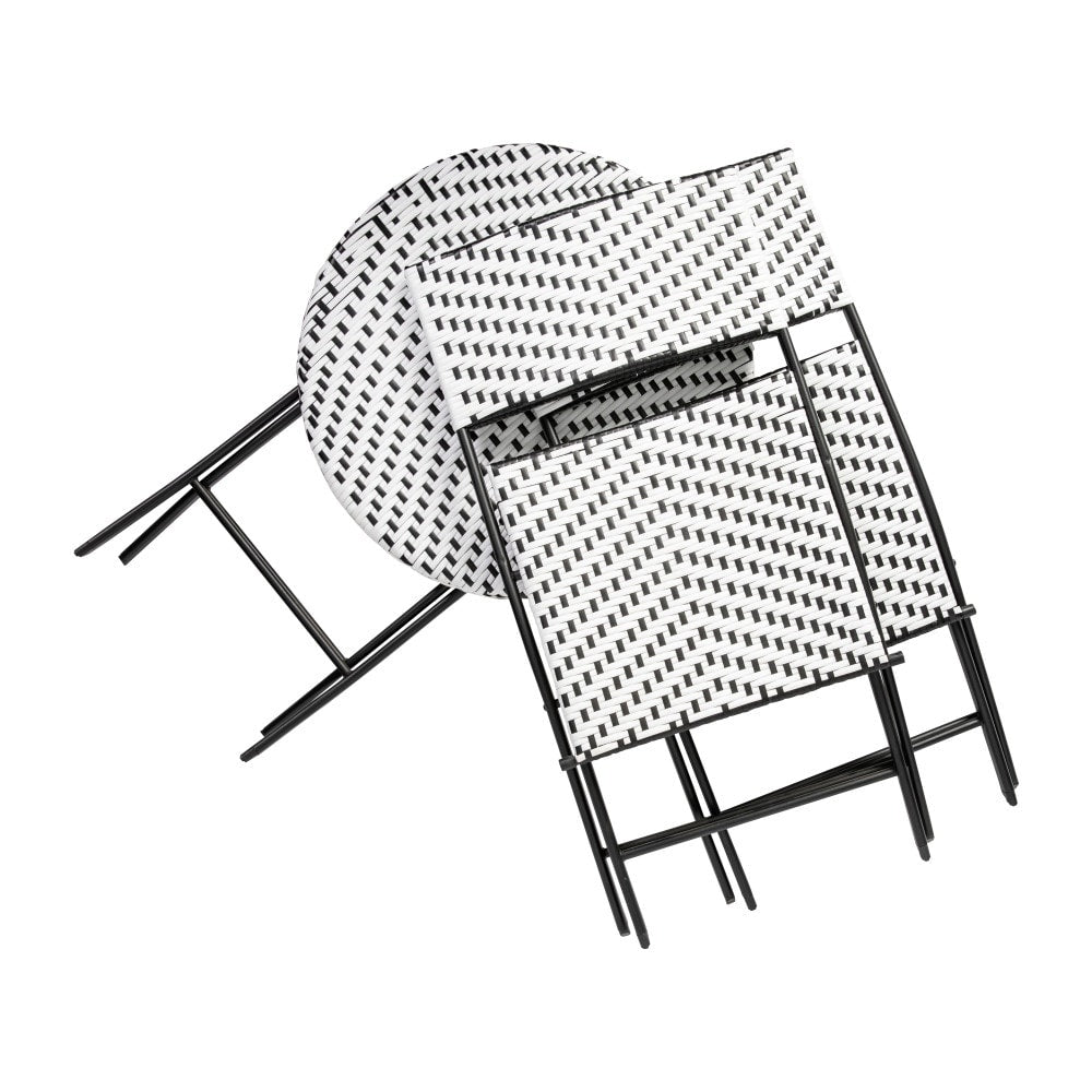 3PC Indoor/Outdoor PE Rattan Folding Bistro Set