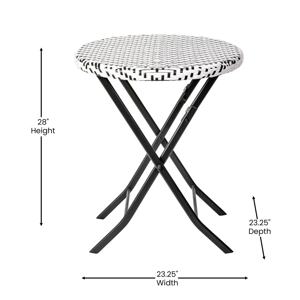 3PC Indoor/Outdoor PE Rattan Folding Bistro Set