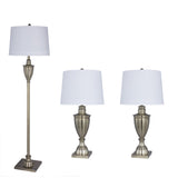 3PC Metal Lamp Set in Antique Brass Finish
