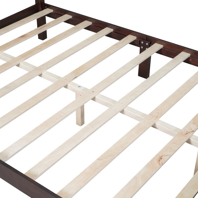 3PCS Retro Design Queen/Full Size Wood Platform Bed Set with 2 Nightstands