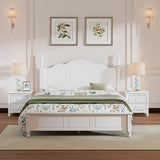 3PCS Retro Design Queen/Full Size Wood Platform Bed Set with 2 Nightstands