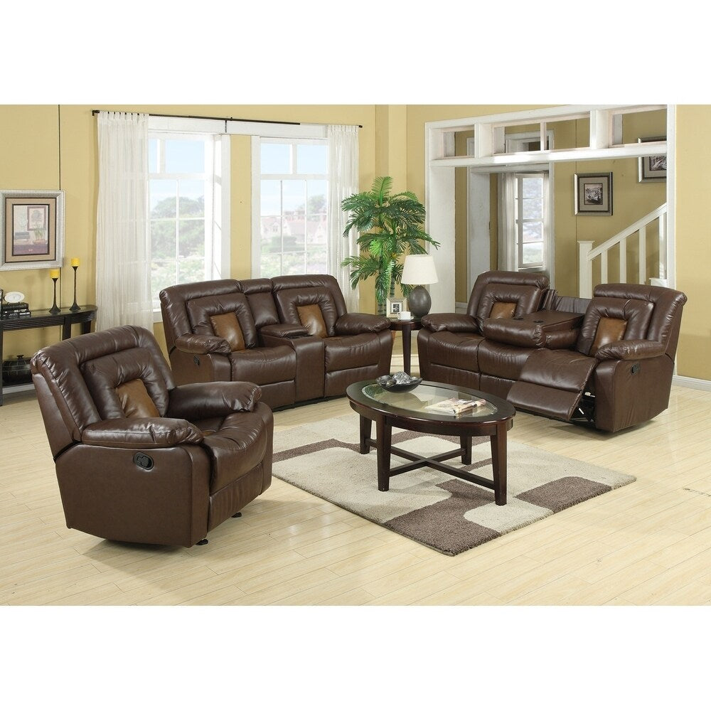 3PCs Cobra Brown Leather Sofa &Loveseat & Chair Sets