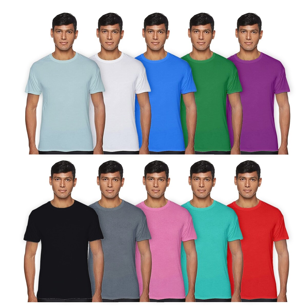 Mens Laviva Active Moisture Wicking Dry Fit Crew Neck Shirts 3Pack Multiple Colors