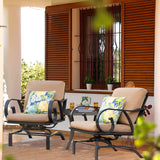 3Pcs Luxury Balcony Bistro Rocking Chair Set with 1 Small Table&Cushion