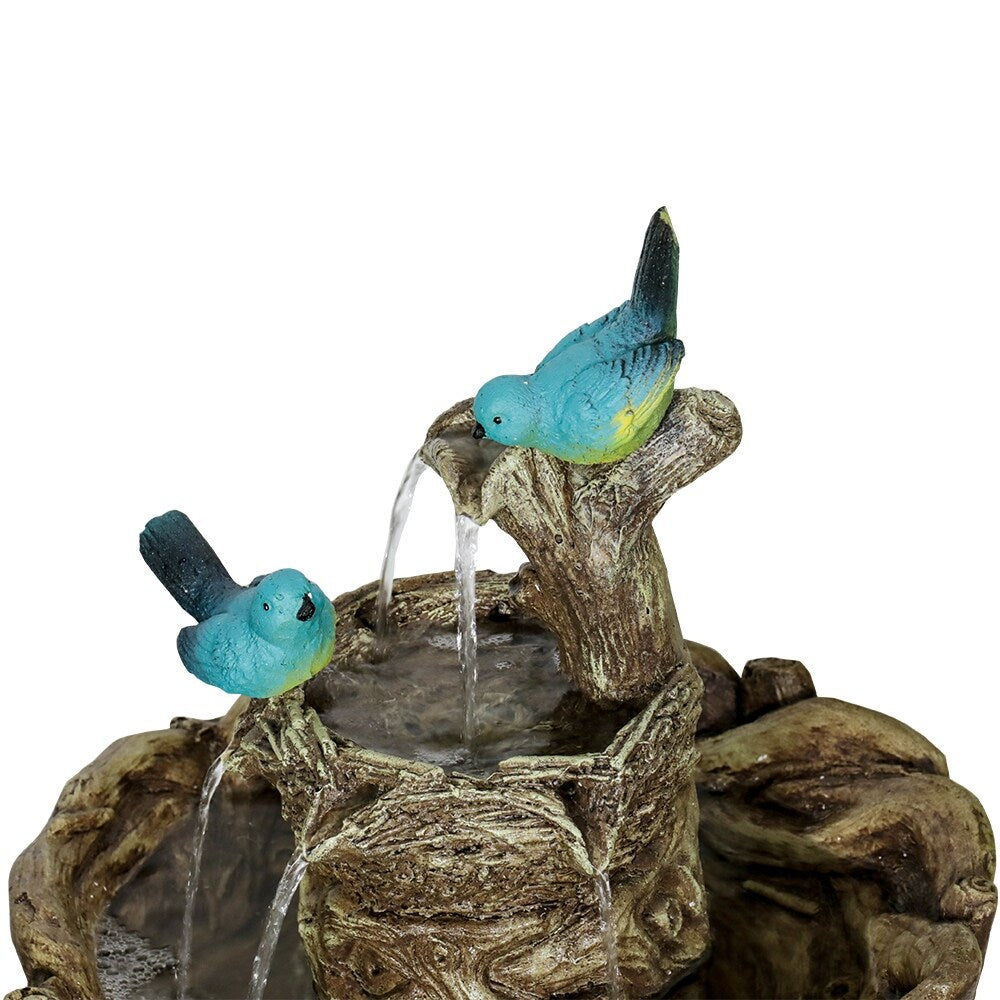 3Tier Outdoor Water Fountain Bird Bath Patio Fountain w/Birds and Pump