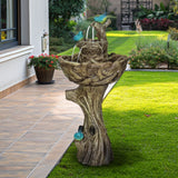 3Tier Outdoor Water Fountain Bird Bath Patio Fountain w/Birds and Pump