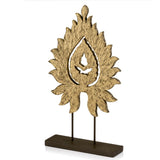 HomeRoots 3" x 10" x 19" Natural/Black, Carved - Flame on Stand
