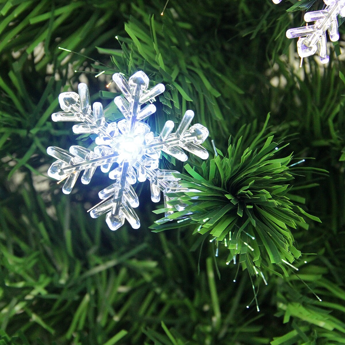 3' Pre-Lit Color Changing Fiber Optic Artificial Christmas Tree with Snowflakes - Multi Color Lights