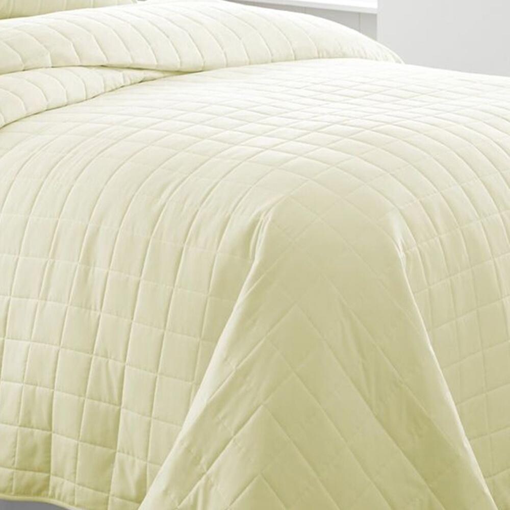 3pc Full/Queen Quilted Coverlet Set Softest Square Yellow