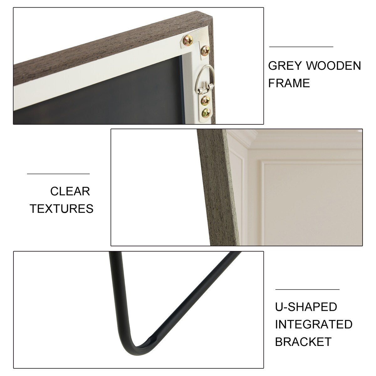 3rd generation gray solid wood frame full-length mirror, dressing mirror, bedroom/ decorative mirror, clothing store