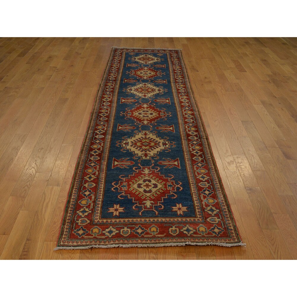 Hand-knotted Kazakh Oriental Wool Runner Rug (3' x 11')