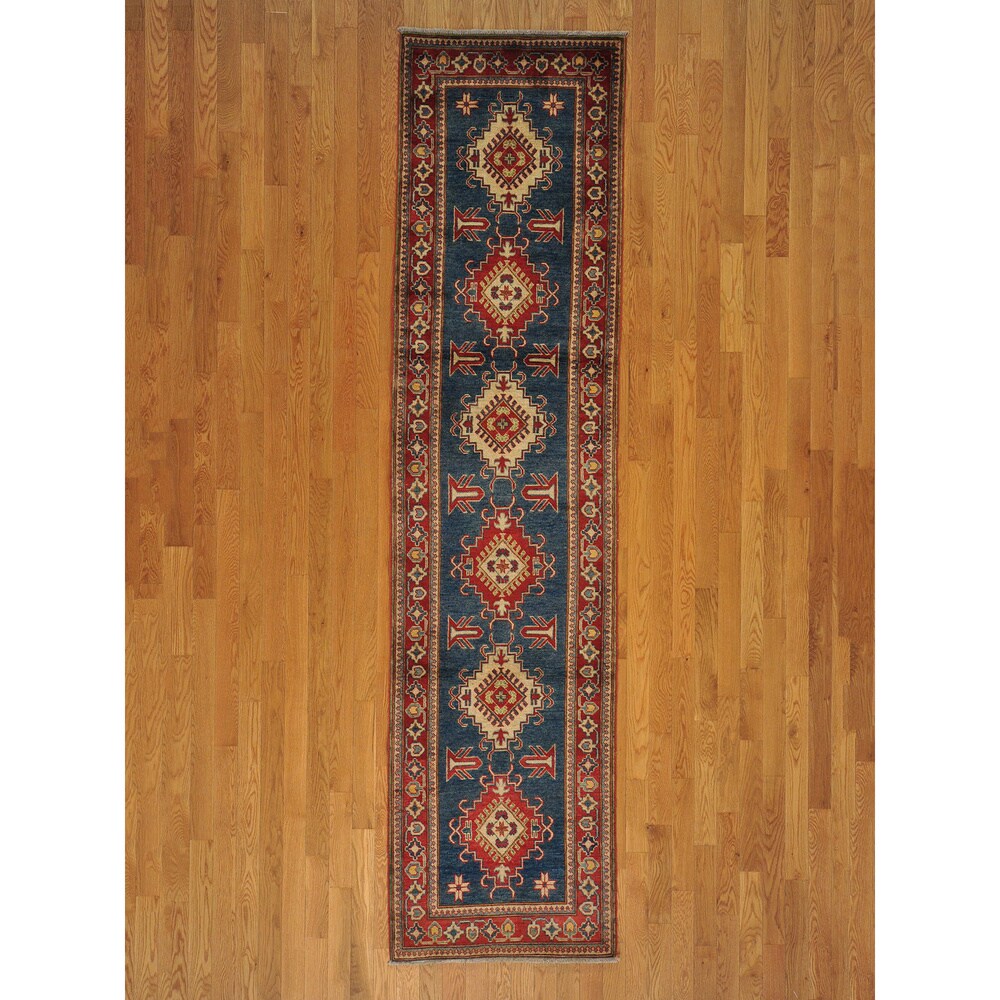 Hand-knotted Kazakh Oriental Wool Runner Rug (3' x 11')