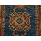Navy Kazak Oriental Handmade Tribal Design Runner Rug
