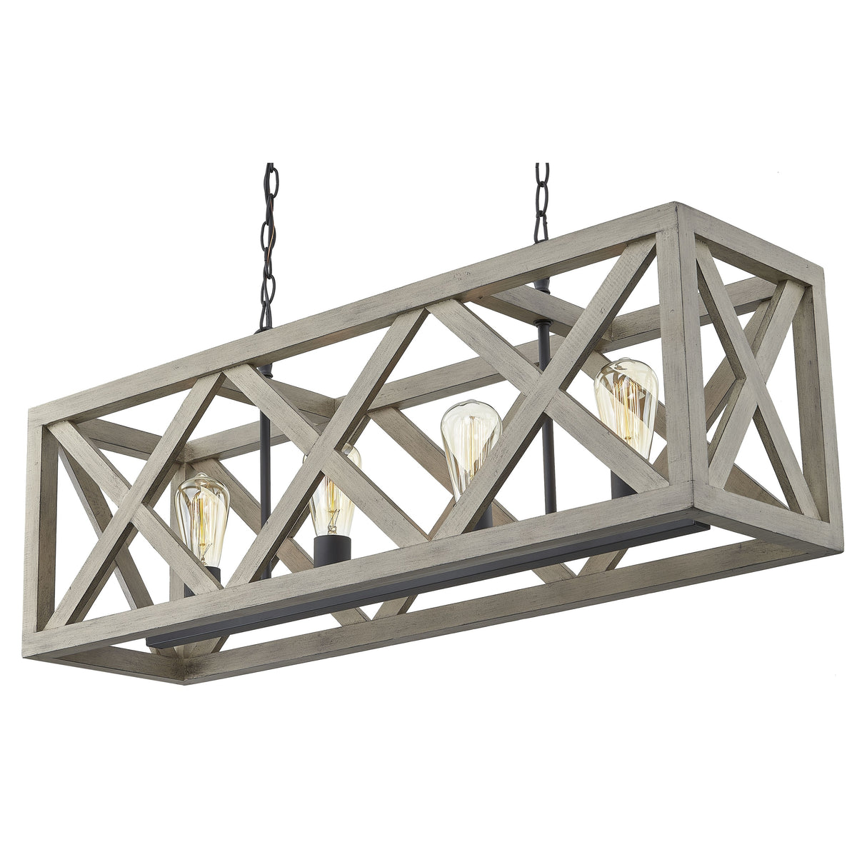4 - Light Anchor Grey Oak And Matte Black Pendant - 36"x9.85"x14"