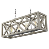 4 - Light Anchor Grey Oak And Matte Black Pendant - 36"x9.85"x14"