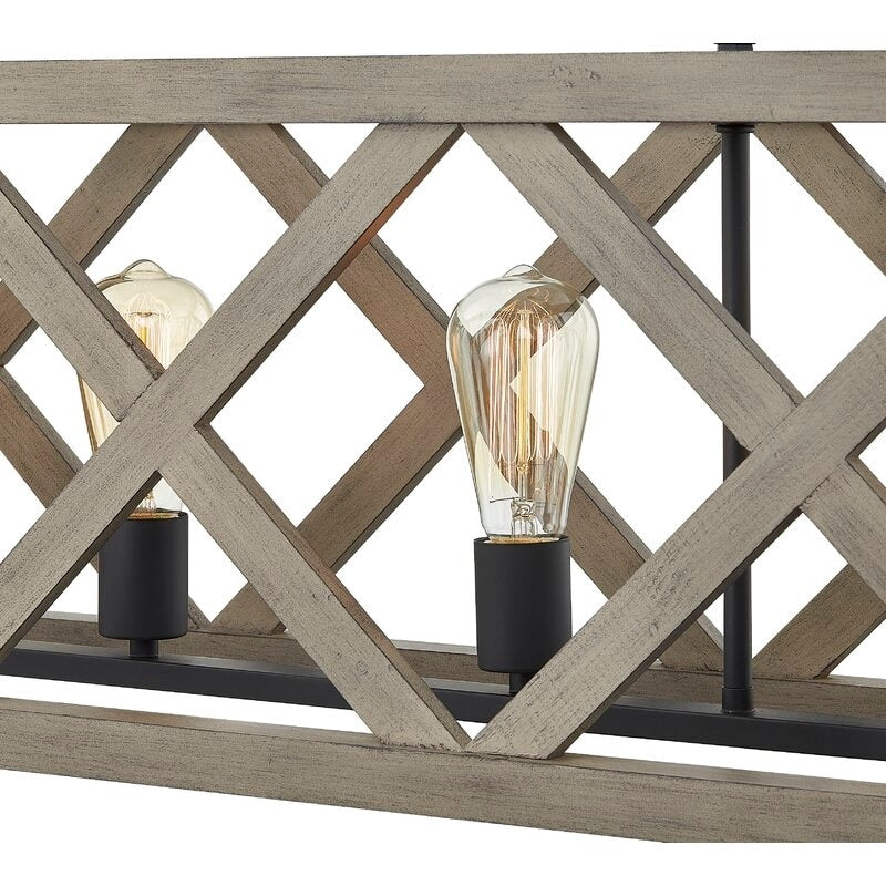 4 - Light Anchor Grey Oak And Matte Black Pendant - 36"x9.85"x14"