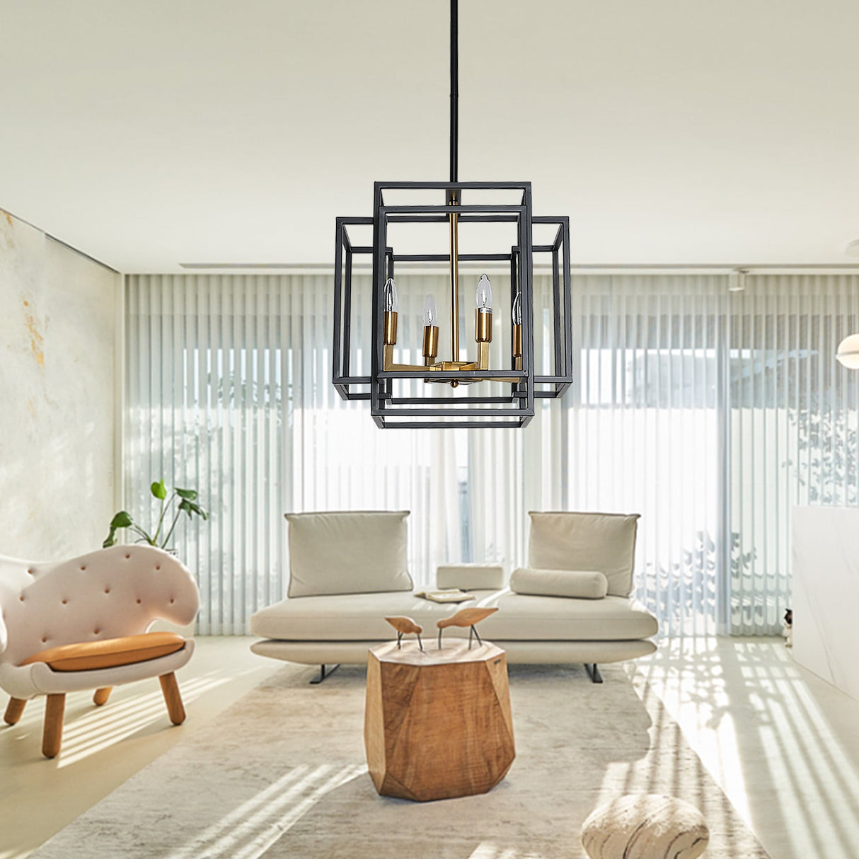 4 - Light Lantern Geometric Pendant - N/A