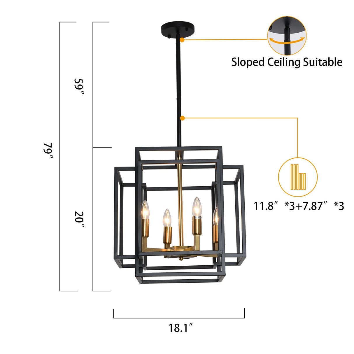 4 - Light Lantern Geometric Pendant - N/A