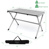 4-6 Person Portable Aluminum Camping Table Roll Up Table Grey/Brown