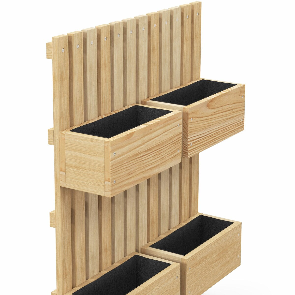 4 Box Raised Garden Bed,Trellis,31.5" Tall Wall-Mounted Wood Planter Box Set with Adjustable Height,Drainage Hole