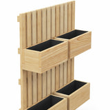 4 Box Raised Garden Bed,Trellis,31.5" Tall Wall-Mounted Wood Planter Box Set with Adjustable Height,Drainage Hole