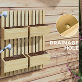 4 Box Raised Garden Bed,Trellis,31.5" Tall Wall-Mounted Wood Planter Box Set with Adjustable Height,Drainage Hole