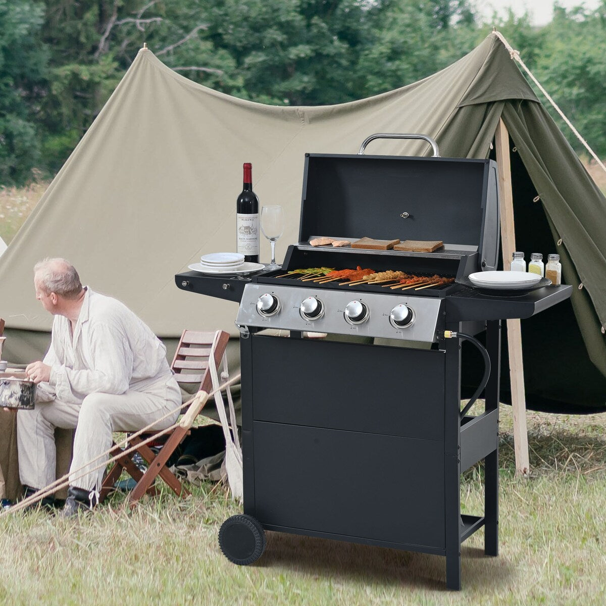 4 Burner Barbecue Grill Stainless Steel Gas Grill