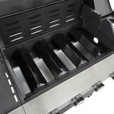 4 Burner Stainless Stee Barbecue Gas Grill with Side Burner and Thermometer for Outdoor BBQ - Silver