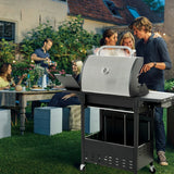 4 Burner Stainless Stee Barbecue Gas Grill with Side Burner and Thermometer for Outdoor BBQ - Silver