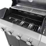 4 Burner Stainless Stee Barbecue Gas Grill with Side Burner and Thermometer for Outdoor BBQ - Silver