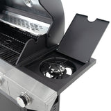 4 Burner Stainless Stee Barbecue Gas Grill with Side Burner and Thermometer for Outdoor BBQ - Silver