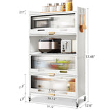 4-Door Steel Modern Buffet/Sideboard Cabinet Storage Organizer With Wheel
