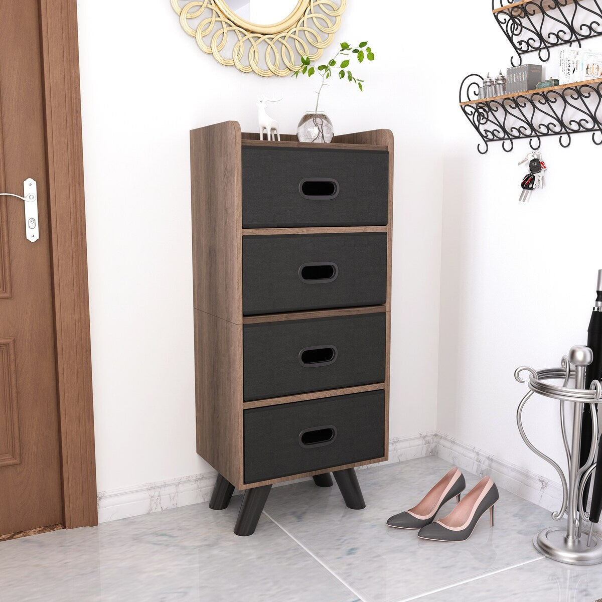 4 Drawer Fabric Dresser Storage Tower