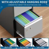 4 Drawer File Cabinet, Vertical Filing Cabinets with Lock, Metal File Cabinets for Home Office, Anti-Tip 4 Storage Drawers Black