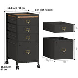 4 Drawer Under Desk Mobile File Cabinet with Wheels