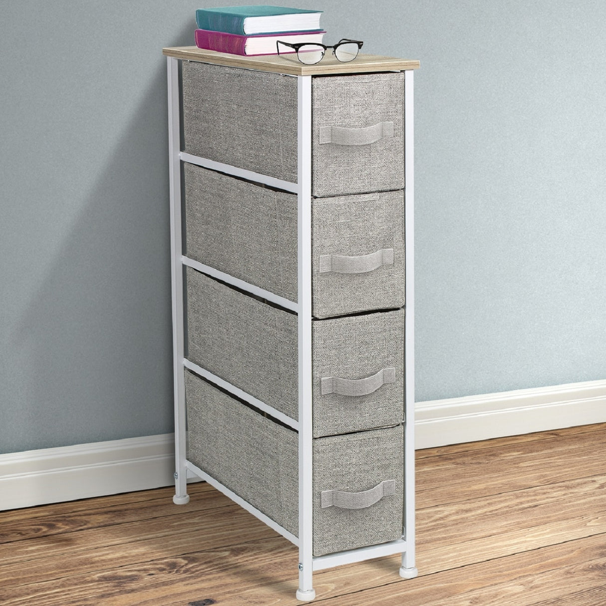 Narrow Dresser Tower with 4 Drawers - Vertical Storage for Bedroom