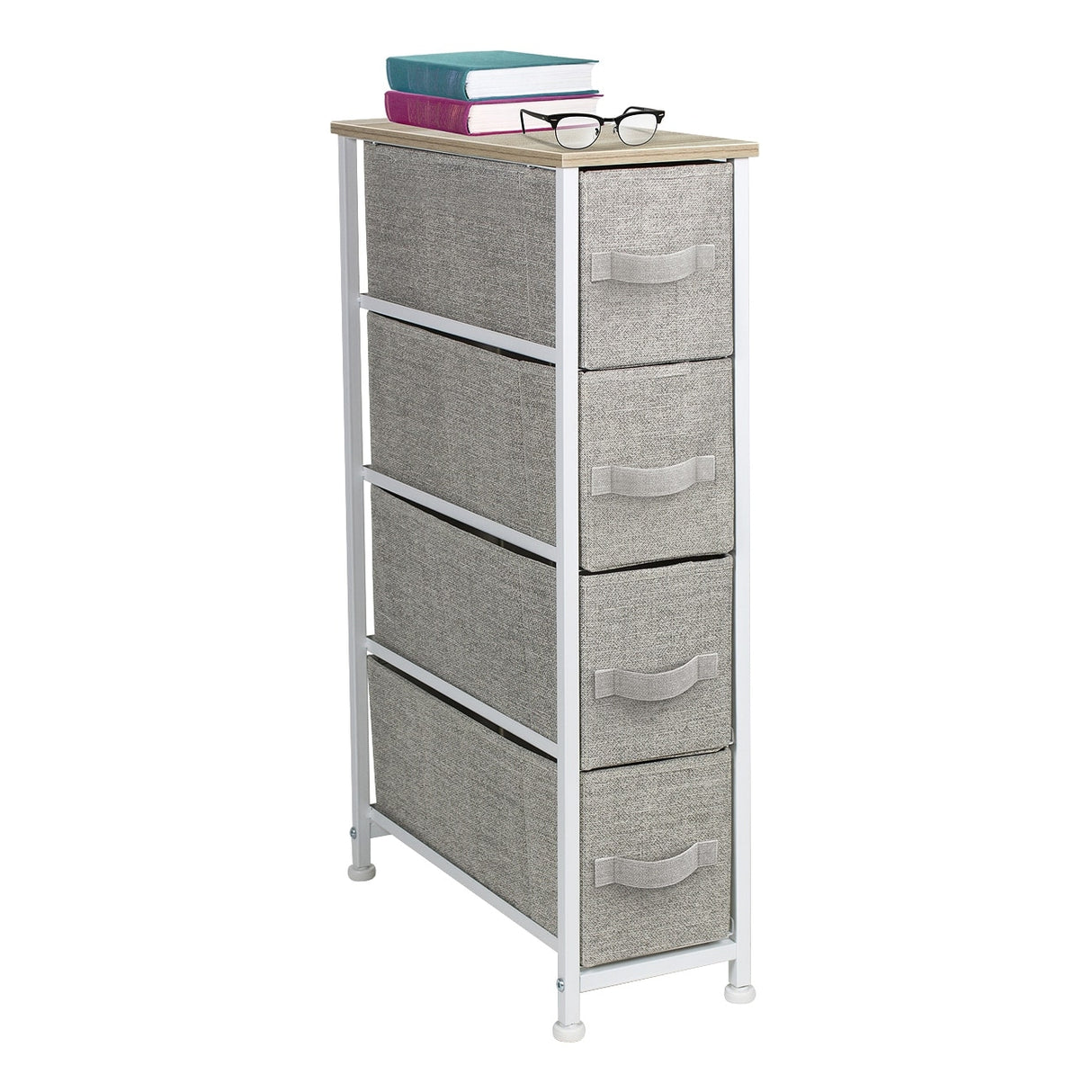 Narrow Dresser Tower with 4 Drawers - Vertical Storage for Bedroom
