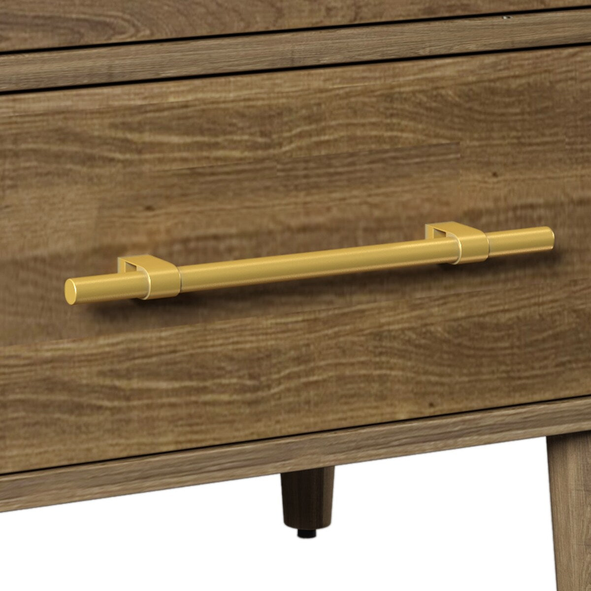 4-Drawers Mid-Century Modern Wood Chest with Golden Handles
