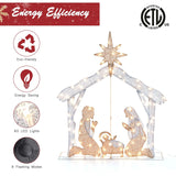 4 Ft Lighted Nativity Scene 80 LED Holy Family Yard Outdoor Christmas Decoration - One-size